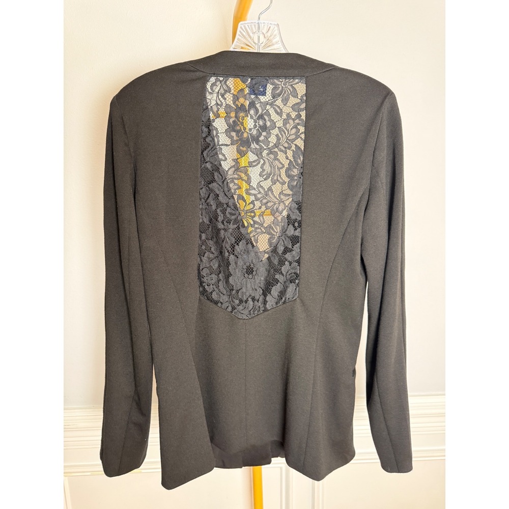 Boston‎ Proper Lace Back Blazer Women 8 Black Polyester Rayon Stretch Evening